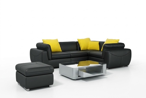Leather sofa with USB, living landscape, corner sofa, corner set, modern design, sofa F3014C.