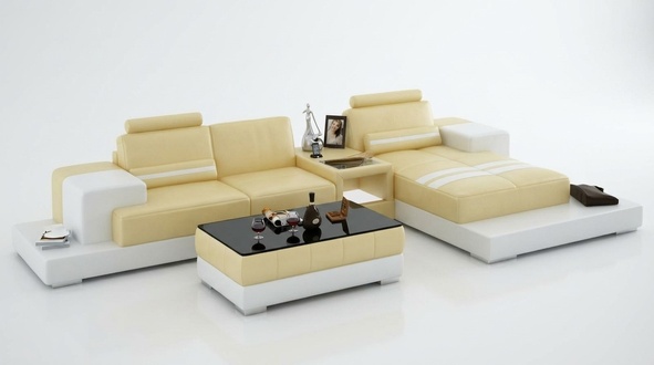 Leather sofa with USB living room set corner sofa corner unit design couch sofa L6004D