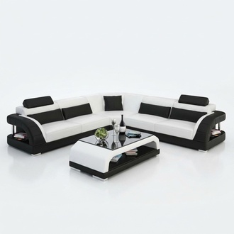 Leather sofa with USB, sectional living room sofa corner set modern design sofa G8016B