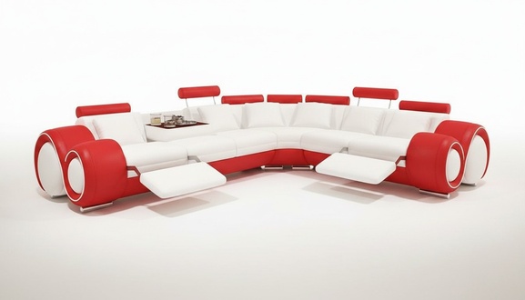 Leather sofa with USB, corner living room set, modern design corner sofa A1163