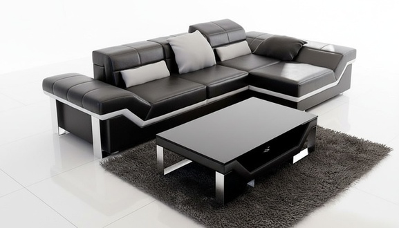 Leather sofa with USB, living area corner sofa set, modern design sofa K5007F.