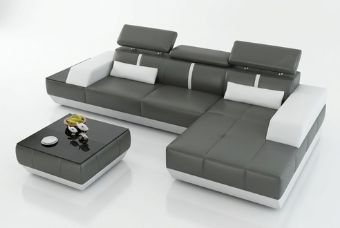 Leather sofa with USB, living area corner sofa set, modern design sofa K5015C