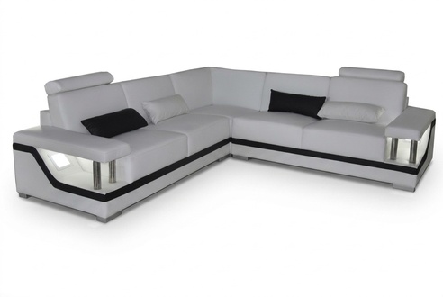 Leather sofa with USB living room set corner group modern design sofa L-shape L6002