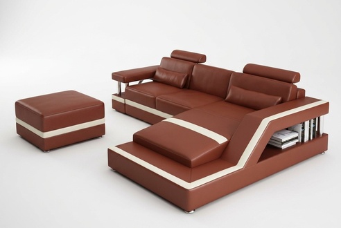 Leather sofa with USB living area corner sofa corner set modern design sofa L6002E