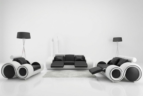 Leather sofa with USB living area 3+2+1 seat set Modern design sofa A1163D