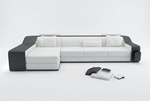 Leather sofa with USB living room set corner sofa corner suite modern design sofa B2017B