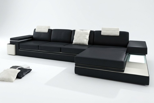 Leather sofa with USB XXL corner sofa living landscape big sofa design couch designer sofa
