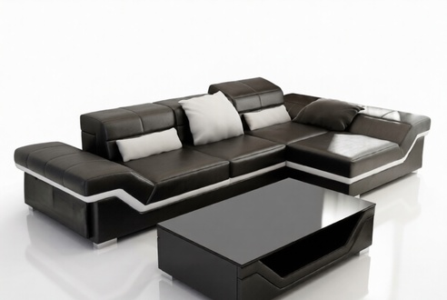 LEATHER SOFA with USB SOFA SET DESIGNER COUCH LIVING LANDSCAPE "COLOR CHOICE" NEW