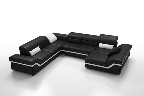 LEATHER SOFA XXL LOUNGE CORNER SOFA DESIGN SOFA COUCH SET CORNER SOFA NEW