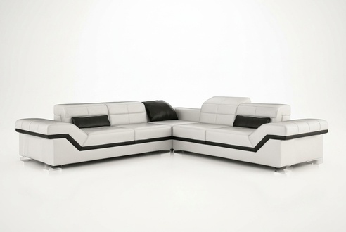 Leather sofa XXL living area couch design sofa with USB corner sofa seating set white