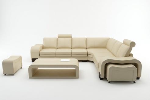 LEATHER CORNER COUCH SET CORNER SOFA UPHOLSTERED LEATHER SOFA XXL LIVING LANDSCAPE SET !!