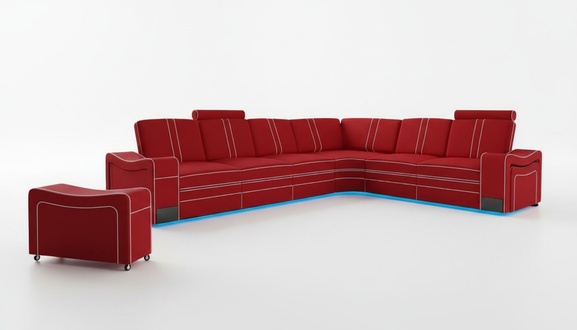 LEATHER SOFA XXL LIVING ROOM LANDSCAPE SET LEATHER CORNER COUCH SET with USB CUSHIONS