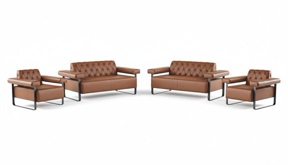 Leather sofas 2-seater sofas armchairs couch buttons Chesterfield stainless steel