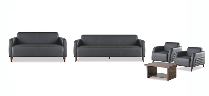 Leather sofas black 3-seater 2-seater armchair brown coffee table soft couch