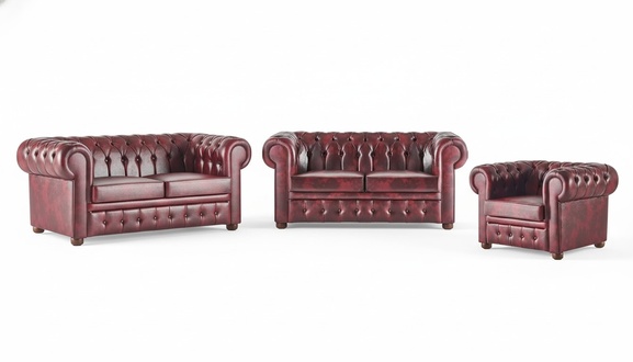 Leather sofas Chesterfield sofas 2-seater armchair Bordeaux classic leather