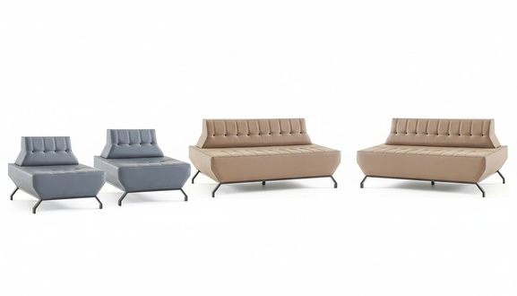 Ledesofas 2-Seater Armchair Beige Gray Chesterfield Sofas Stainless Steel