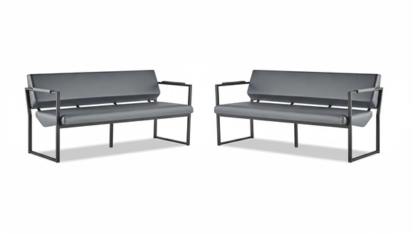 Leather sofa set 3-seater black stainless steel leather modern sofa set couch
