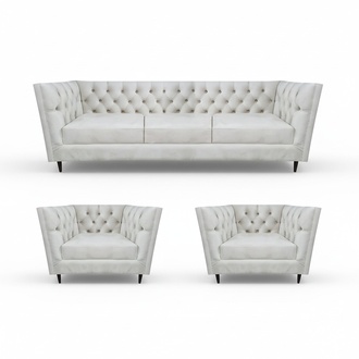 Leather sofas upholstered furniture design complete 3-piece Chesterfield living room
