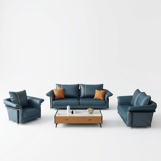 Leather upholstery complete set sofa set 321 seater design living area group