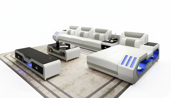 Leather Upholstery Design Corner Sofa Couch Sofa L Shape Living Landscape Living Room
