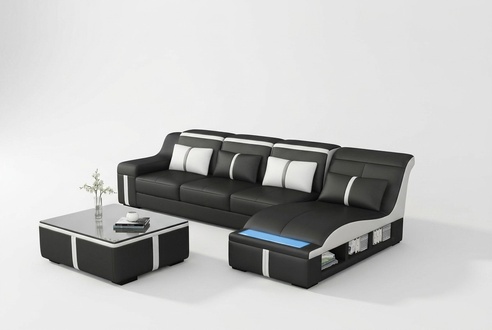 LForm Leather Living Landscape Couch Upholstery Seat Corner Sofa Large Set New