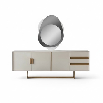 Light beige sideboard designer dining room furniture luxurious chest of drawers wooden furniture