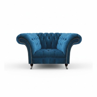 Light blue Chesterfield armchair designer living room seating fabric armchair