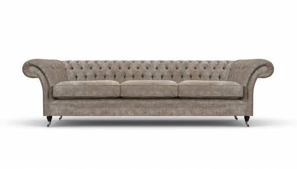 Light gray Chesterfield sofa upholstered furniture designer three-seater sofa