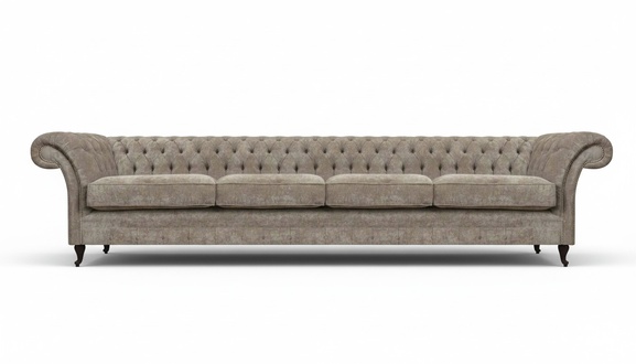 Light gray Chesterfield seating furniture designer 4-seater modern fabric sofas