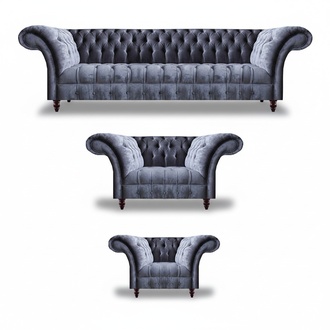 Light gray Chesterfield couch designer seating set four-seater armchair