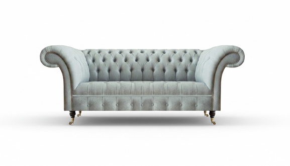Light gray Chesterfield upholstered furniture living room 3-seater couch elegant furniture