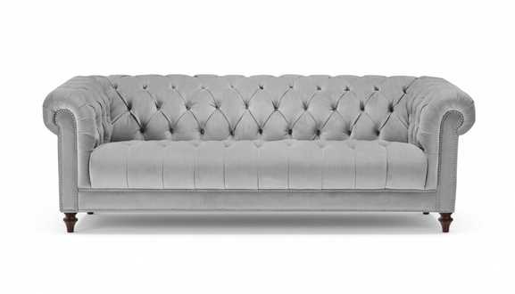 Light Grey Three Seater Chesterfield New Fabric Living Room Couches Upholstery Sofa Sofas