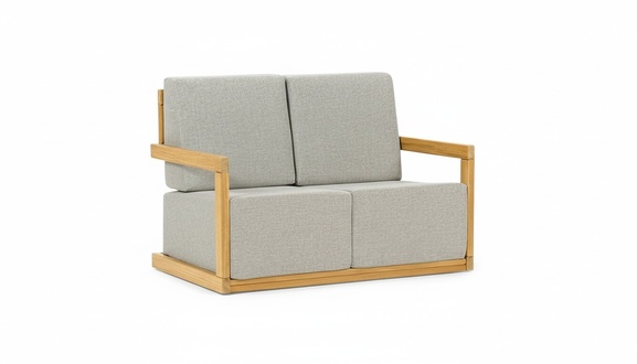 Light gray two-seater terrace seating furniture upholstery 2-seater luxury couch