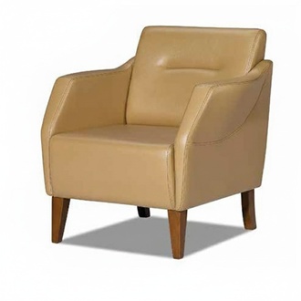Beige living room armchair, luxury design, leather lounge club wingback chair.