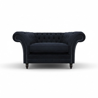 Living Room Blue Designer Armchair Chesterfield Upholstered Chair Furniture