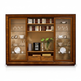 Living room cabinet wall unit shelf display case XXL living walls Italian furniture wood