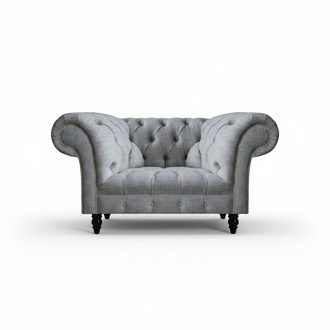 Living room gray armchair couch seat Chesterfield modern upholstered furniture