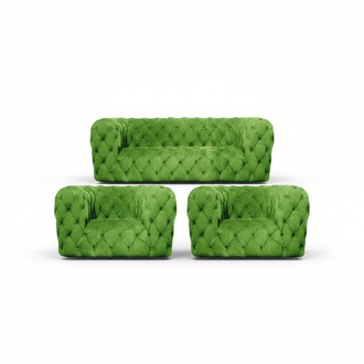 Living room green sofa set seating furniture 3-piece modern furniture Chesterfield