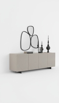 Living Room Mirror Sideboard Cupboard Noble Design Luxury 2pcs Beige
