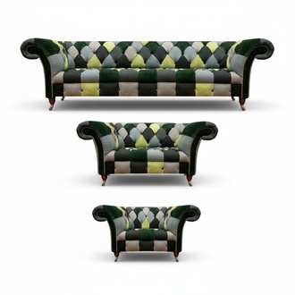 Living Room Modern Design Textile 3pcs Chesterfield Upholstered Furniture New