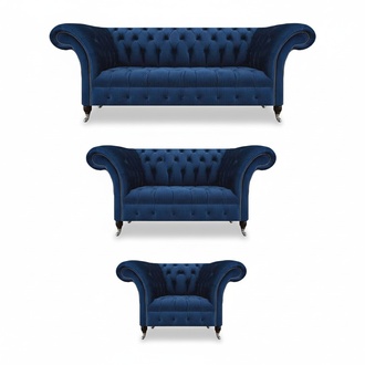 Living Room New Designer Set 3-piece Chesterfield Upholstered Seat Upholstered Furniture