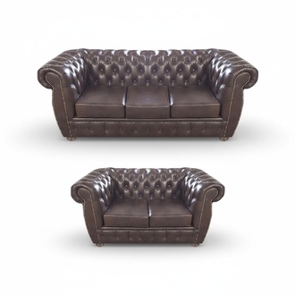 Living Room Set Luxury Design Complete 2x Sofas Chesterfield Upholstered Furniture