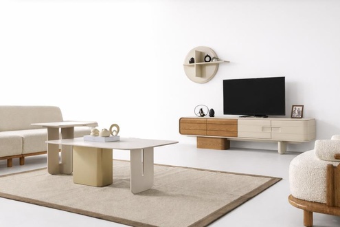 Living room set side table coffee table TV stand wall shelf wooden furniture