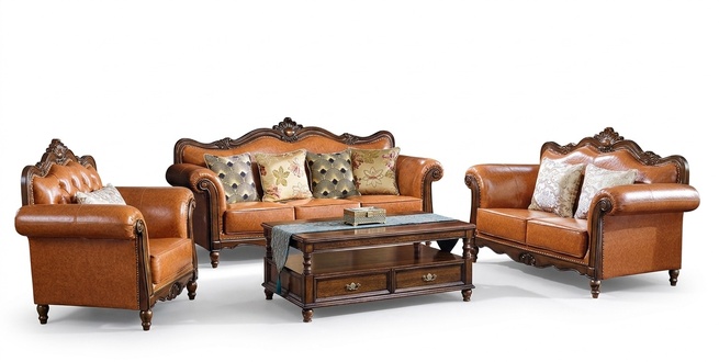 Living Room Set Sofa Set 3+2 Seat Couch Upholstery Sofa Orange