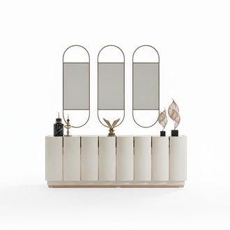 Living room sideboard white mirror material wood with metal style modern