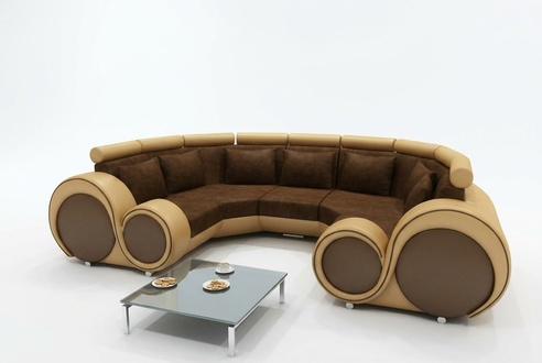 Living landscape designer sofa textile couch + USB microfiber upholstery set XXL
