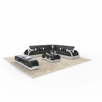 L-shaped sectional sofa couch design upholstered leather set new