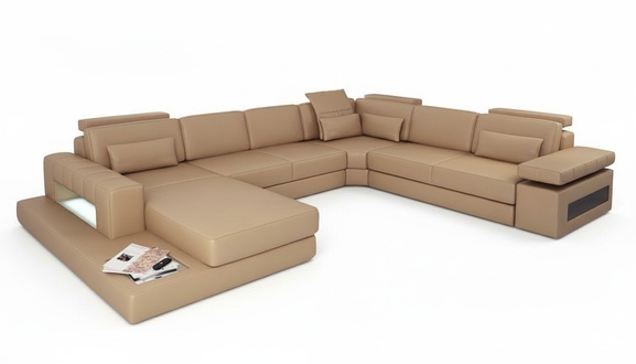 Living Landscape U-Form Design Modern Sofa Couch Corner Sofa Leather Upholstery New