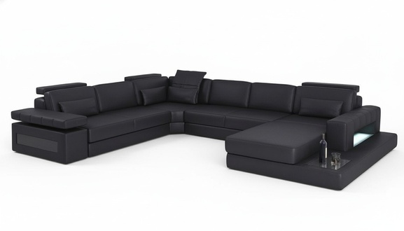 Living Landscape Bed Function Leather Corner Sofa U-Form Sofa Couch Textile Sofas Design