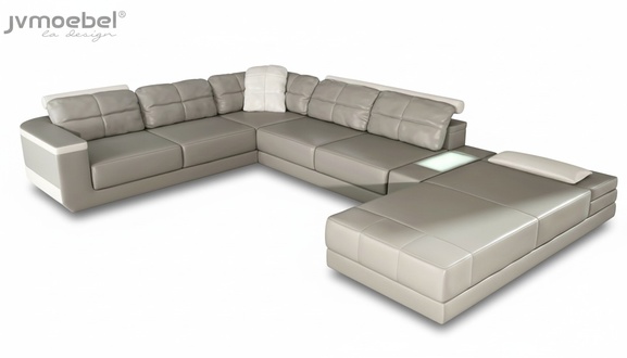Corner Sofa Living Area Couch Grey Leather Upholstery Seat Corner Sofa U Shape Sofas New
